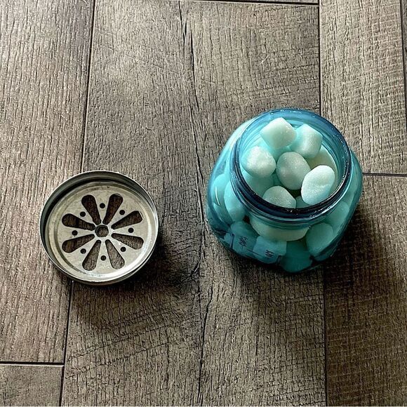 Unique, Vintage, Blue, Jarden Mason Jar ( “Marshmallow” Soap Included)  Decor. - Picture 2 of 7